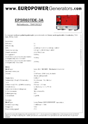 Дизельні генератори Europower EPSR60TDE-3A (LS)