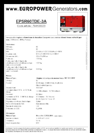 Дизельні генератори Europower EPSR60TDE-3A (MA)