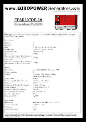 Дизельні генератори Europower EPSR60TDE-3A (MA)