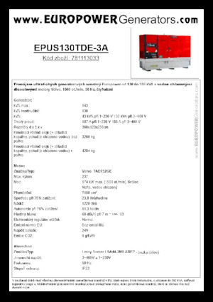 Дизельні генератори Europower EPUS130TDE-3A (LS)