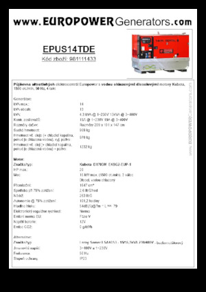Дизельні генератори Europower EPUS14TDE (LS)