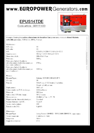 Дизельні генератори Europower EPUS14TDE (LS)