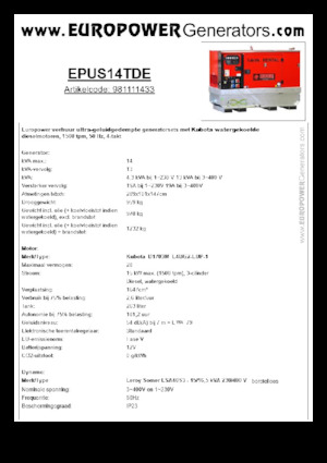 Дизельні генератори Europower EPUS14TDE (LS)