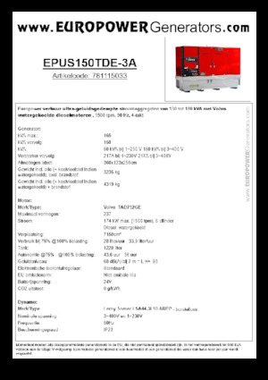 Дизельні генератори Europower EPUS150TDE-3A (LS)