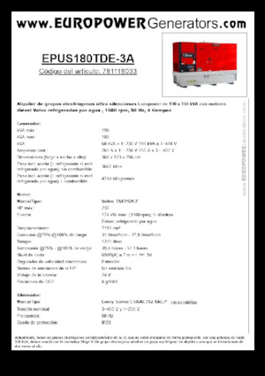 Дизельні генератори Europower EPUS180TDE-3A (LS)