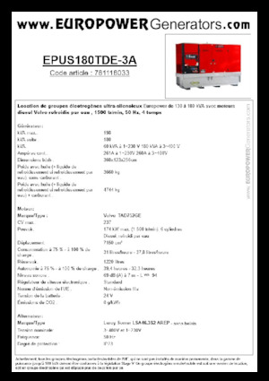 Дизельні генератори Europower EPUS180TDE-3A (LS)
