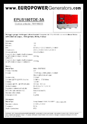 Дизельні генератори Europower EPUS180TDE-3A (LS)