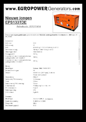 Дизельні генератори Europower New Boy EPS133TDE (S)