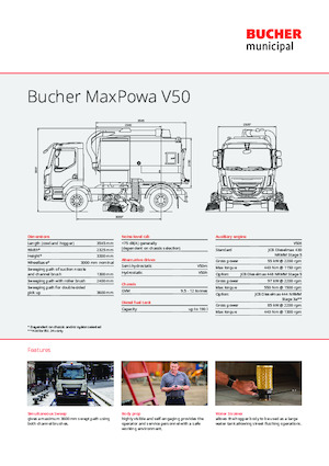 Підмітальні машини, подвійна експлуатація Bucher-Schörling MaxPowa V50m