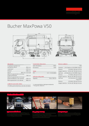 Підмітальні машини, подвійна експлуатація Bucher-Schörling MaxPowa V50m
