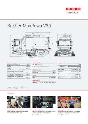 Підмітальні машини, подвійна експлуатація Bucher-Schörling MaxPowa V80h
