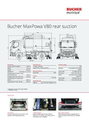 Підмітальні машини, подвійна експлуатація Bucher-Schörling MaxPowa V80h rear suction