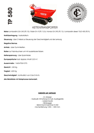 Гусеничні самоскиди Camisa TP 580