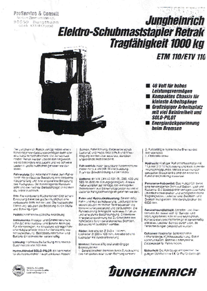 Електричні штабелері Jungheinrich ETM/ETV 110