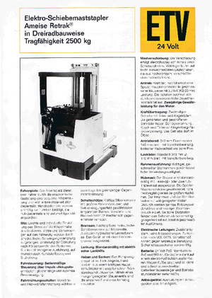 Електричні штабелері Jungheinrich Retrak ETM/ETV 25