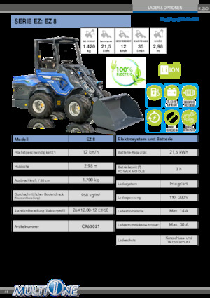 Електричний колісний навантажувач Multione EZ 8 