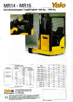 Електричні штабелері Yale MR 14