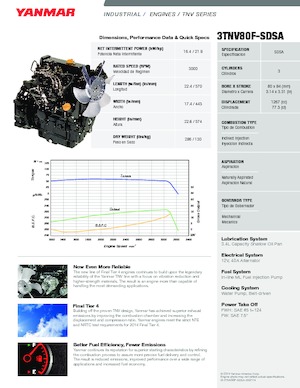 Двигуни Yanmar 3TNV80F-SDSA