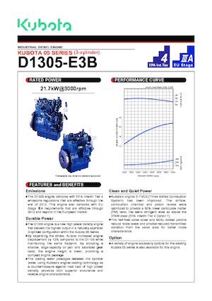 Двигуни Kubota D1305