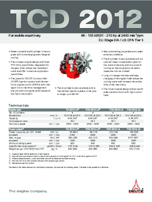 Двигуни Deutz TCD 2012 L4