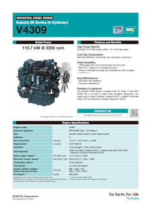 Двигуни Kubota V4309