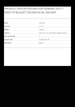 Ківш для екскаватора Caterpillar 1250 MM