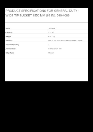 Ківш для екскаватора Caterpillar 1550 MM