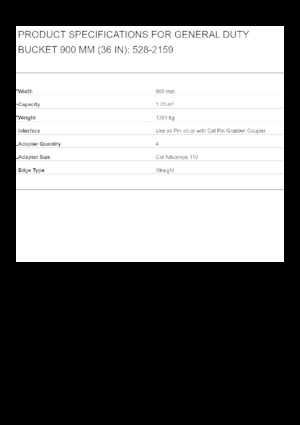 Ківш для екскаватора Caterpillar 900 MM