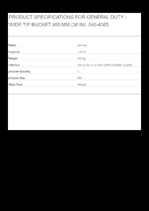 Ківш для екскаватора Caterpillar 950 MM