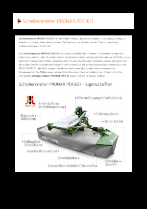 Передньо-привідний косильний диск з кондиціонуванням Pronar PDF 301