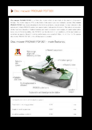 Передньо-привідний косильний диск з кондиціонуванням Pronar PDF 301