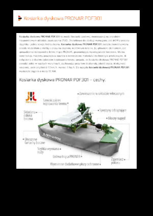 Передньо-привідний косильний диск з кондиціонуванням Pronar PDF 301