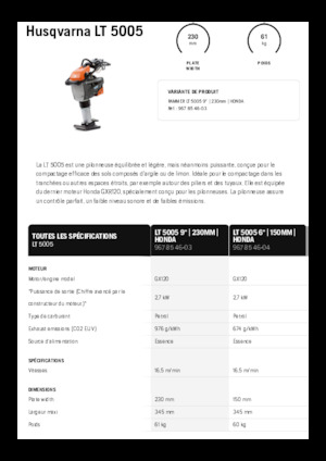 Бензинові та дизельні трамбовки Husqvarna LT 5005