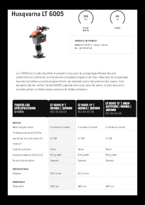 Бензинові та дизельні трамбовки Husqvarna LT 6005