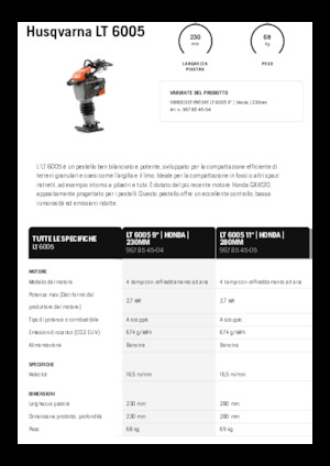Бензинові та дизельні трамбовки Husqvarna LT 6005