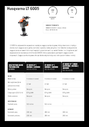 Бензинові та дизельні трамбовки Husqvarna LT 6005