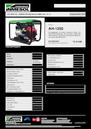 Бензинові електрогенератори INMESOL AH 1250-CA