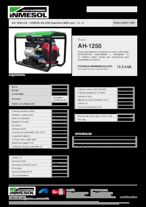 Бензинові електрогенератори INMESOL AH 1250-CA