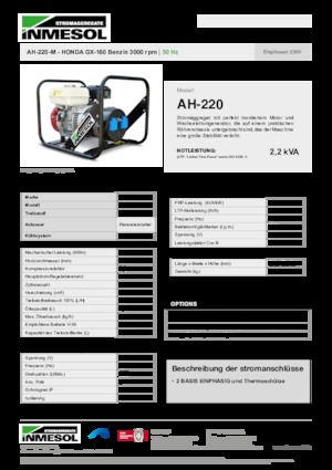 Бензинові електрогенератори INMESOL AH-220-M