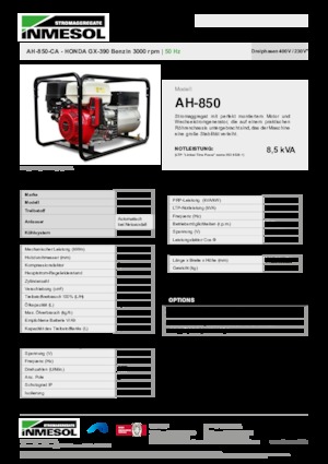Бензинові електрогенератори INMESOL AH-850-CA