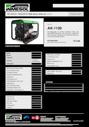 Бензинові електрогенератори INMESOL AK-1100-CA