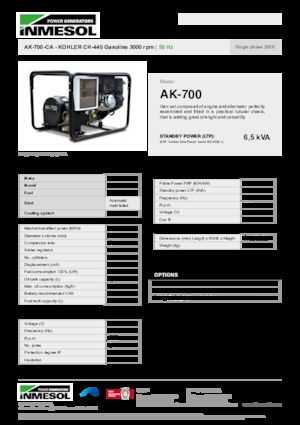 Бензинові електрогенератори INMESOL AK-700-CA