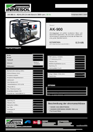 Бензинові електрогенератори INMESOL AK-900-E