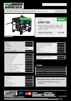 Бензинові електрогенератори INMESOL AKR-700-M