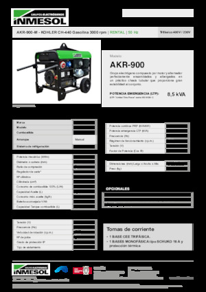 Бензинові електрогенератори INMESOL AKR-900-M