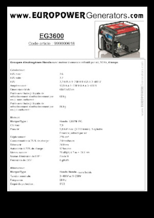 Бензинові електрогенератори Europower EG3600