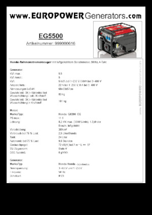 Бензинові електрогенератори Europower EG5500