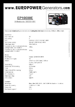 Бензинові електрогенератори Europower EP10000E (MA)