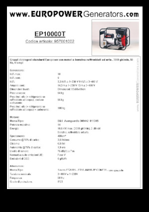Бензинові електрогенератори Europower EP10000T (S)