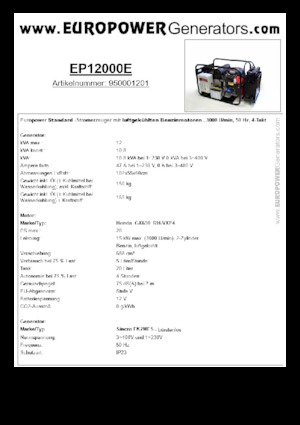 Бензинові електрогенератори Europower EP12000E (S)